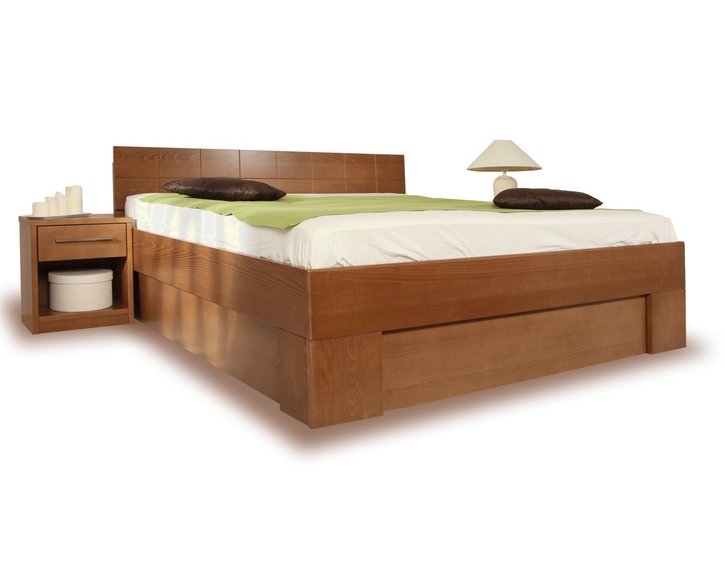 Posteľ dvojlôžko s úložným priestorom  VAREZZA 6B, masiv buk - morený tabak
