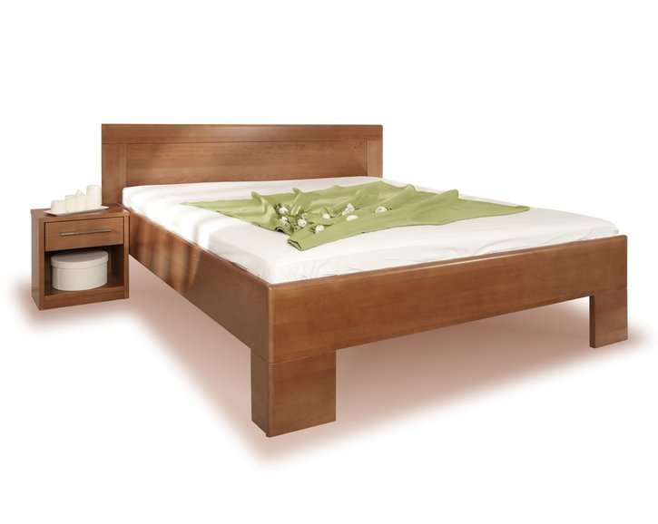 Posteľ dvojlôžko z masivu Varezza 7, masiv buk - olej tabak