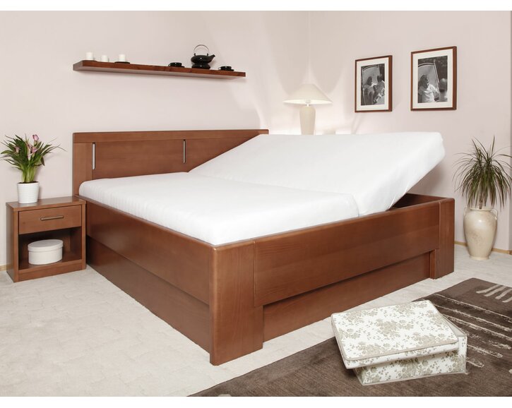 Manželská posteľ s úložným priestorom DELUXE 3, masív buk