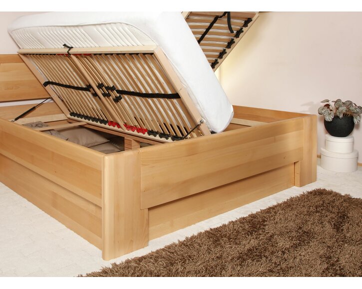 Posteľ z masivu s úložným priestorom DELUXE 2, masiv buk