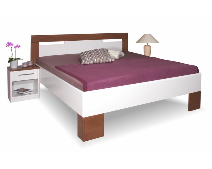 Posteľ dvojlôžko z masivu VAREZZA 5 , masiv buk, orech-biela