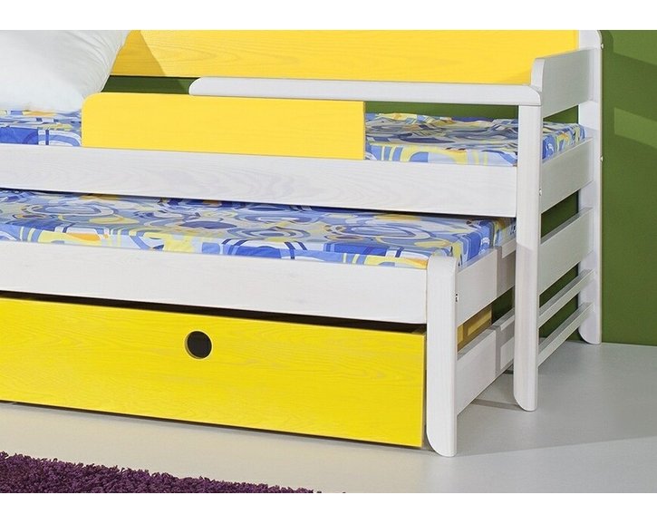 Detská posteľ s prístelkou a úložným priestorom NATY1, masív borovica