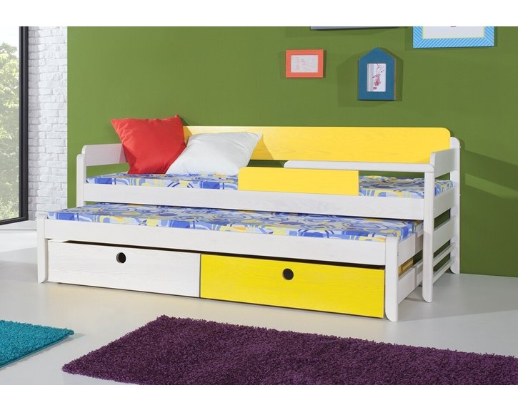 Detská posteľ s prístelkou a úložným priestorom NATY1, masív borovica