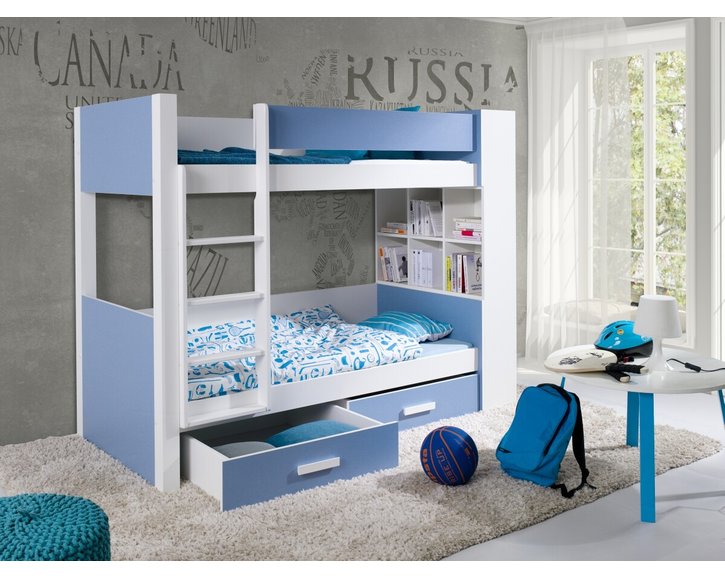 Detská poschodová posteľ so zábranou a úložným priestorom Gustav, masív borovica Detská poschodová posteľ so zábranou a úložným priestorom Gustav, masív borovica