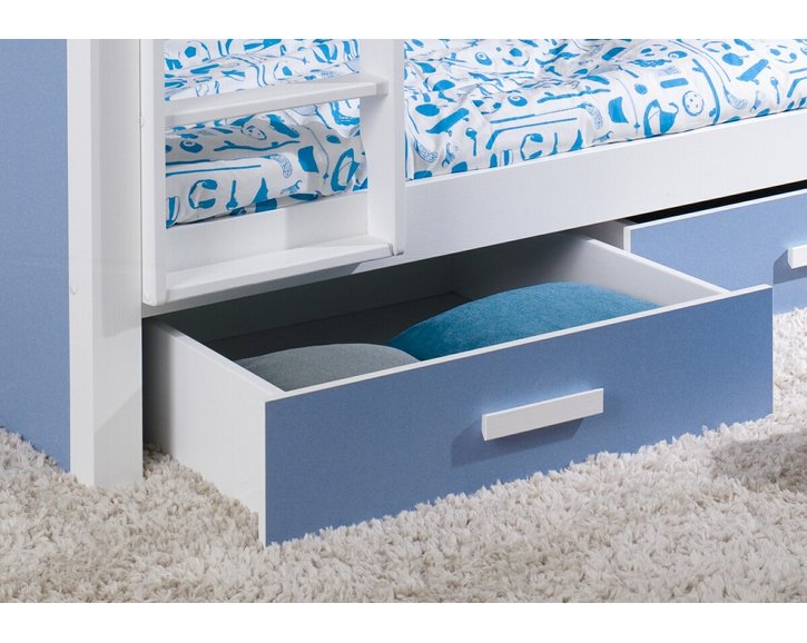 Detská poschodová posteľ so zábranou a úložným priestorom Gustav, masív borovica Detská poschodová posteľ so zábranou a úložným priestorom Gustav, masív borovica