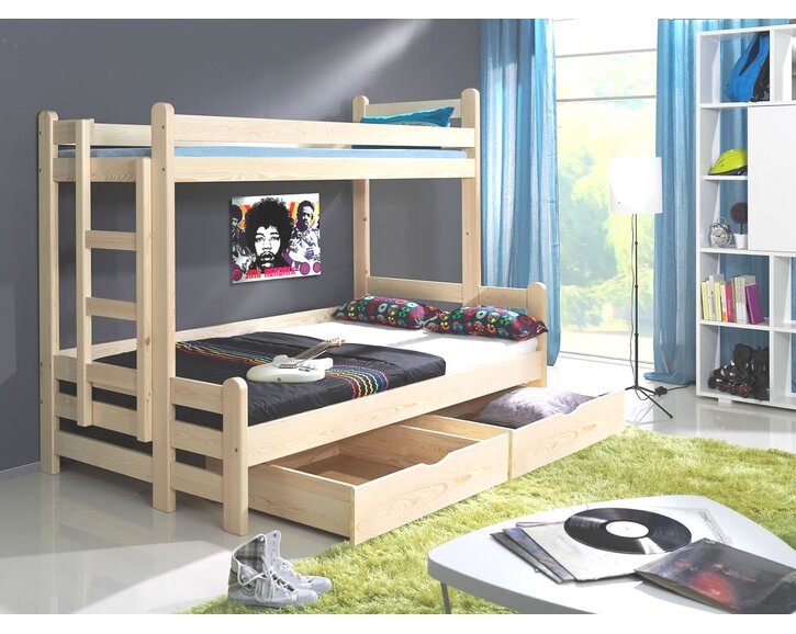 Detská poschodová posteľ pre 2 deti BENI, masív borovica Detská poschodová posteľ pre 2 deti BENI, masív borovica