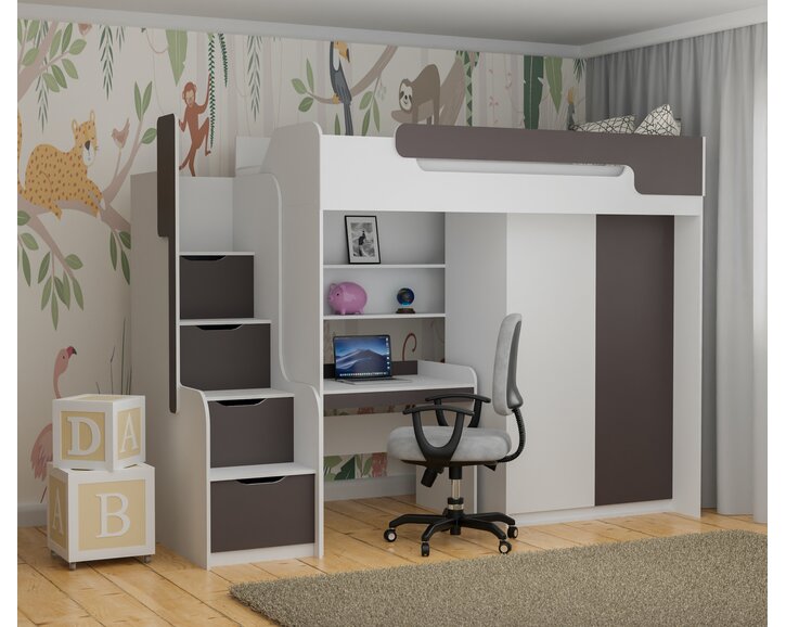 Multifunkčná poschodová posteľ Dori, lamino biela/grafit Multifunkčná poschodová posteľ Dori, lamino biela/grafit