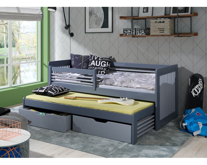 Detská posteľ s prístelkou, zábranou a úložným priestorom ANNA, masív borovica Detská posteľ s prístelkou, zábranou a úložným priestorom ANNA, masív borovica