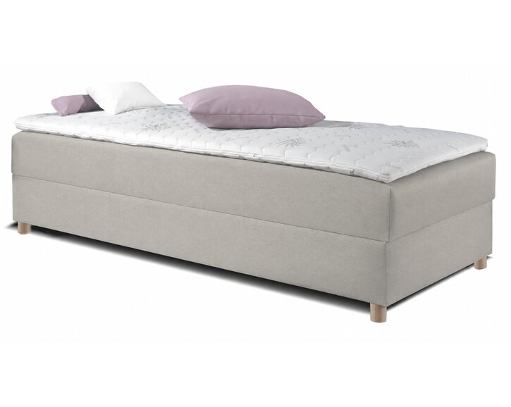 Posteľ boxspring s úložným priestorom NOVO, 90x200, krémovo sivá - pohľad č. 1